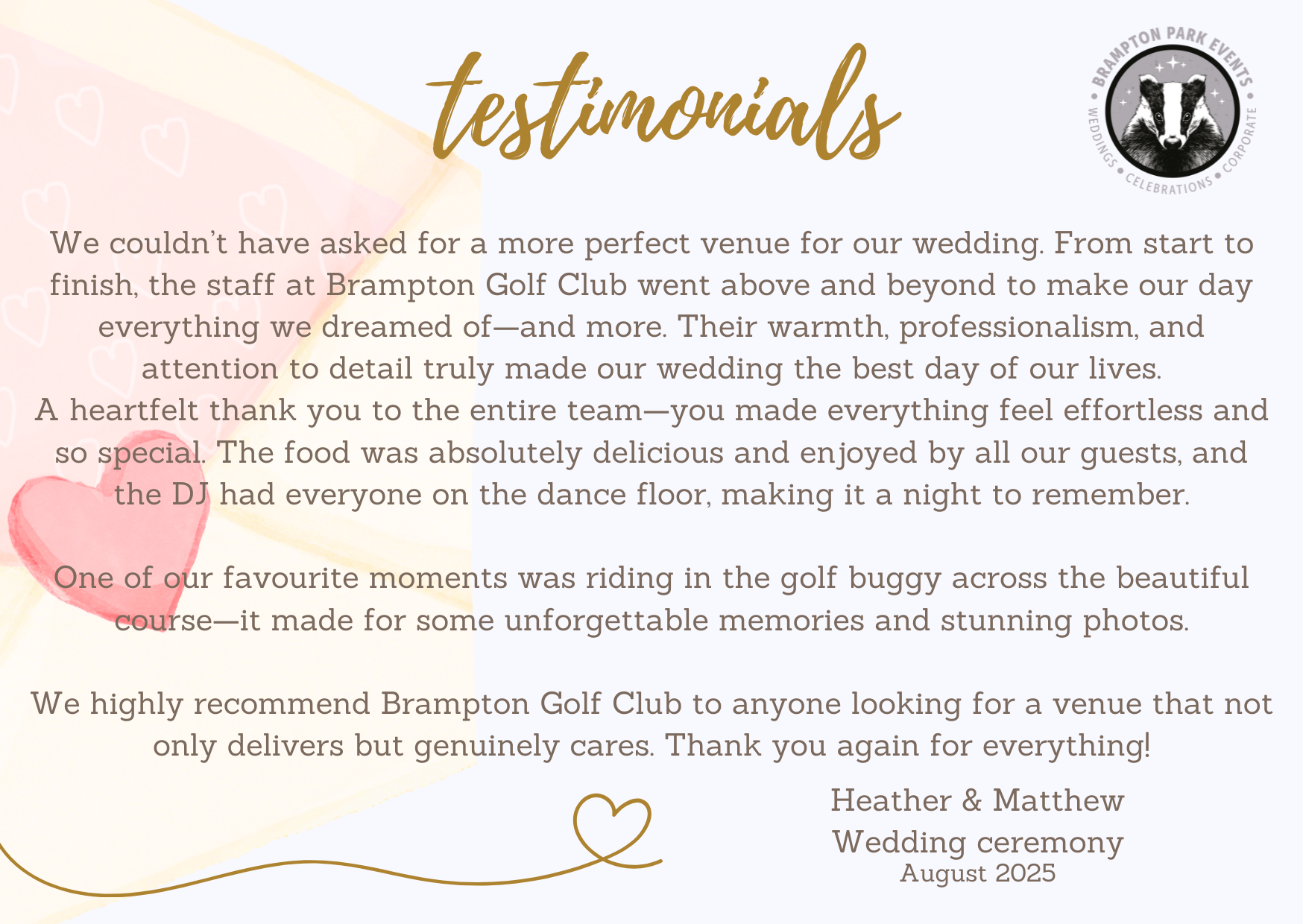 Testimonial wedding 1-4 Wedding Fayre 2023
