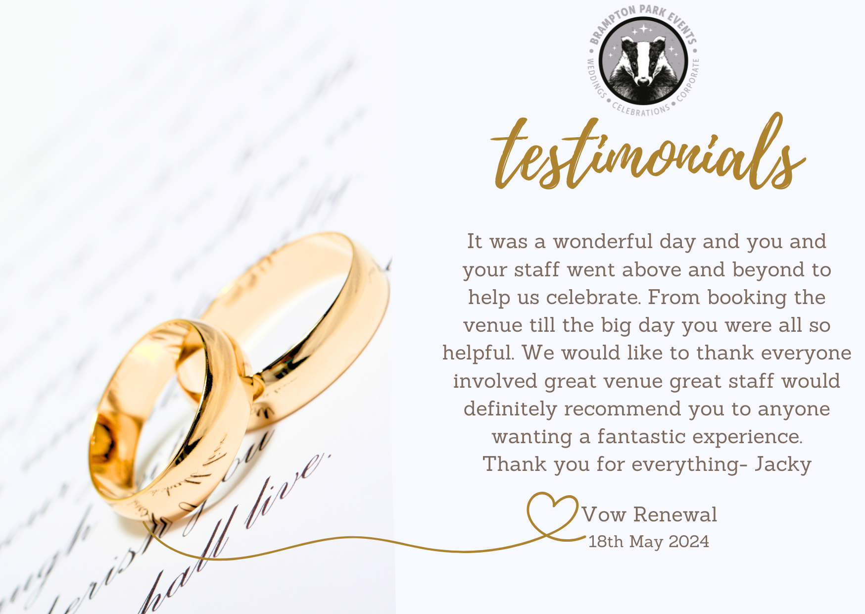 Vow renewal Testimonial Wedding Fayre 2023
