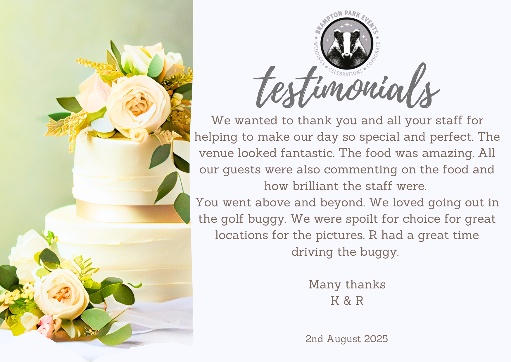 Wedding Testimonial 2-2 Wedding Fayre 2023
