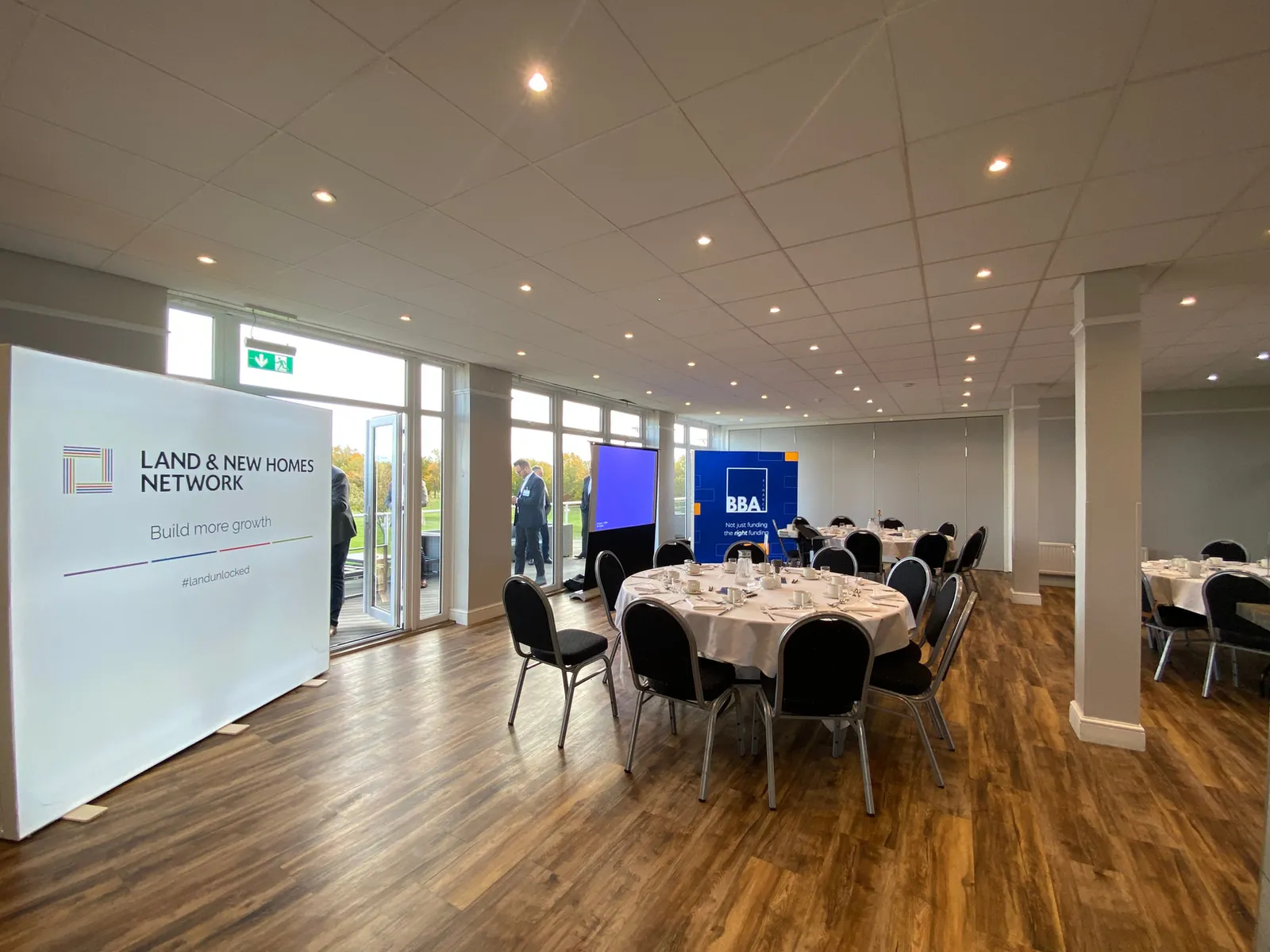Venue Hire & Events 18 Event Suite set for a conference at Brampton Park Golf Club