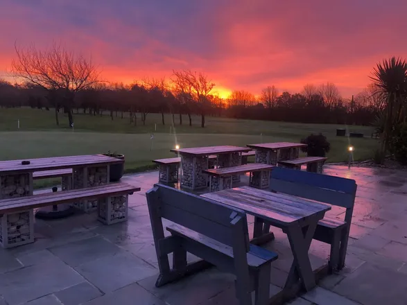 Venue Hire & Events 7 Pink sunset over the terrace at Brampton Park Golf Club