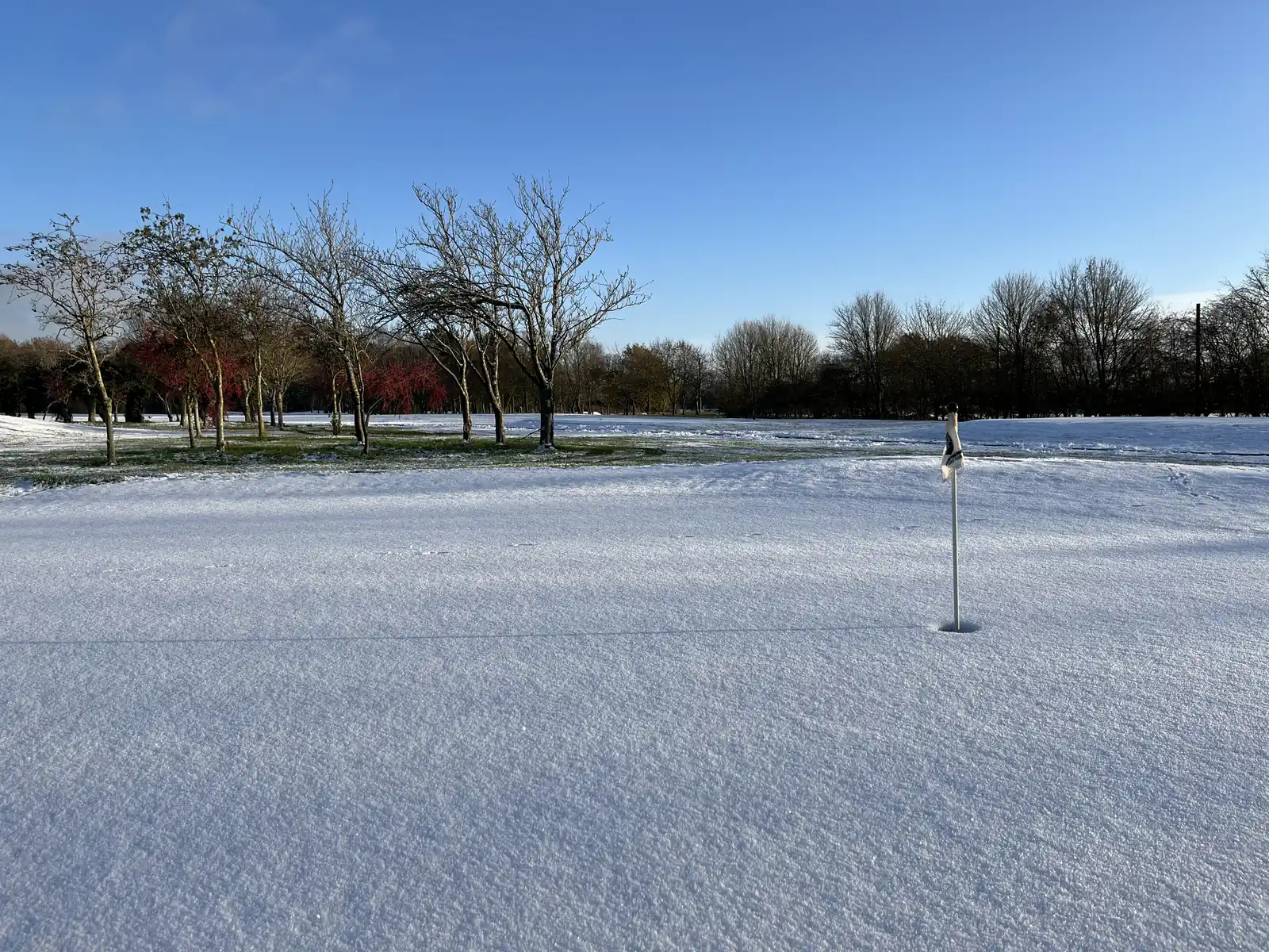 Brampton Park Golf Club 14 Snow on a green at Brampton Park Golf Club